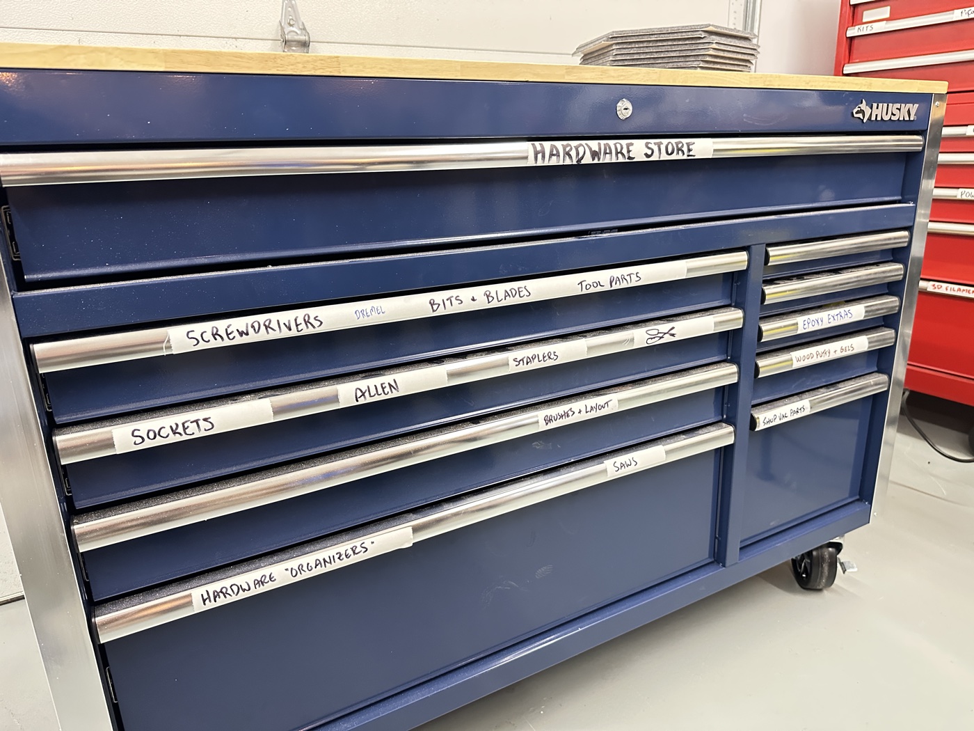 Labeled Husky tool chest