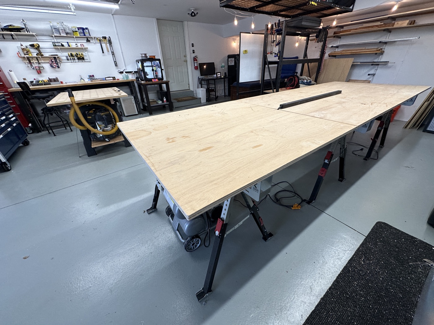 Massive sailboat-building worktable