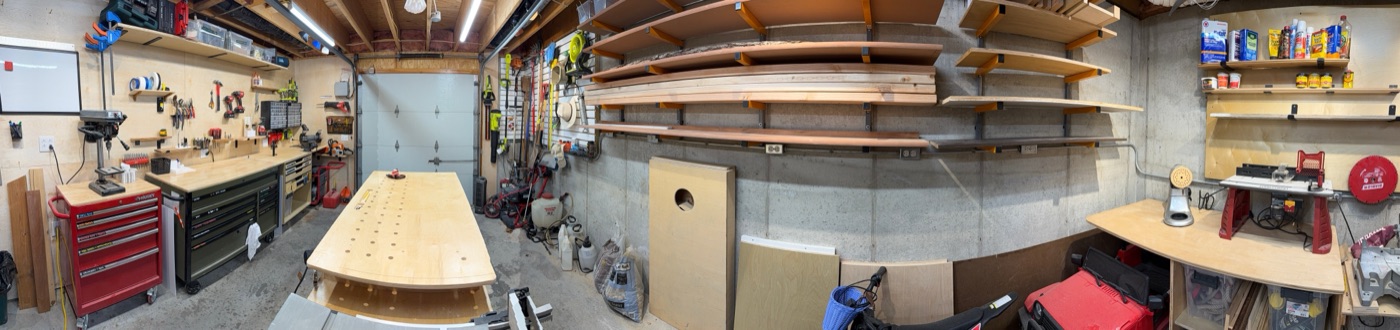 Panoramic view of Jim&rsquo;s finished workshop