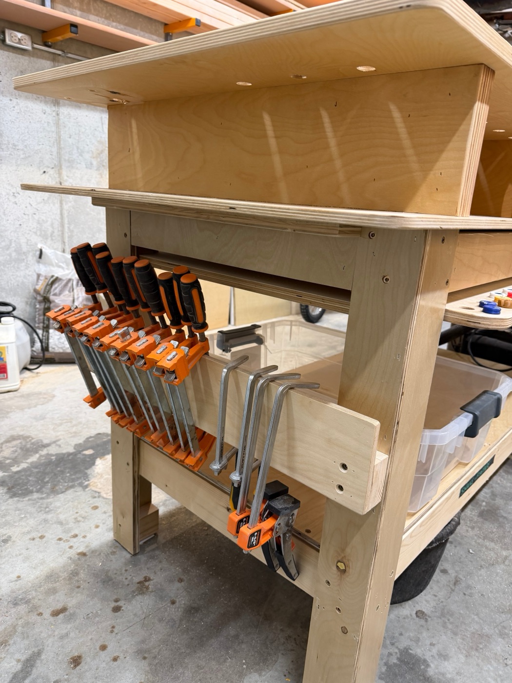 Clamp rack under workbench