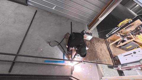 Welding inside a storage unit using the mobile workshop
