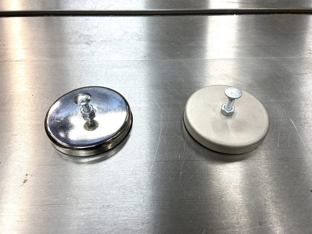 Before and after sandblasting the hardware